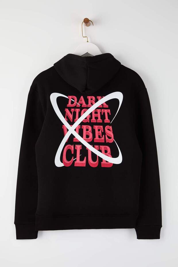 Siyah Regular / Normal Kesim Sırt Baskılı Örme Sweatshirt TMNAW20SW0163 - 5