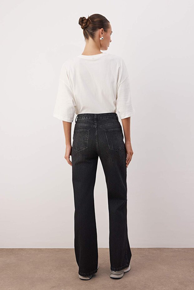Antrasit Yüksek Bel Wide Leg Jeans TWOSS24JE00080 - 4