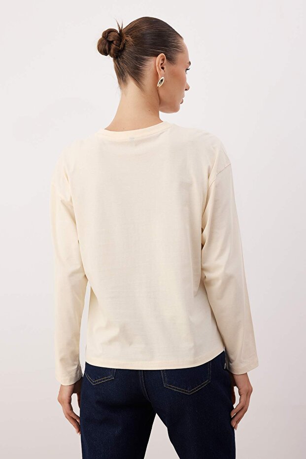 Kahverengi-Taş 2'li Paket %100 Süprem Oversize/Geniş Kesim Örme T-Shirt TWOAW25TS00004 - 7