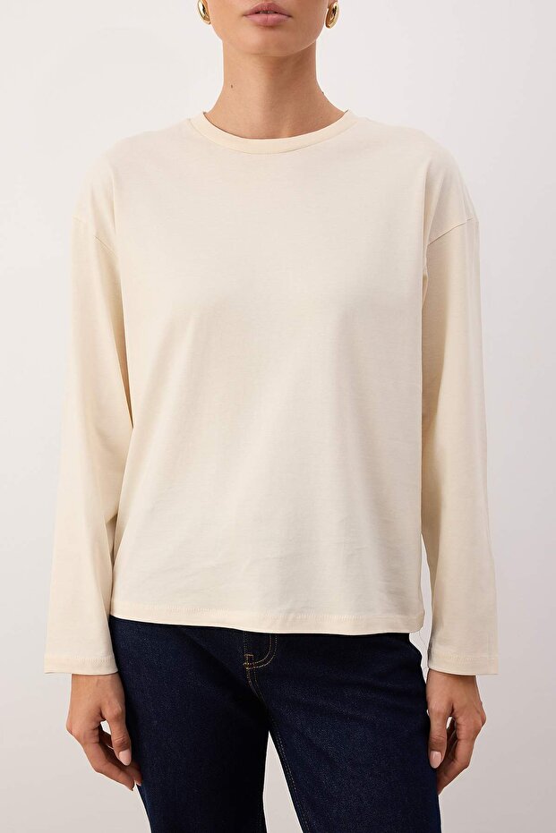 Kahverengi-Taş 2'li Paket %100 Süprem Oversize/Geniş Kesim Örme T-Shirt TWOAW25TS00004 - 6