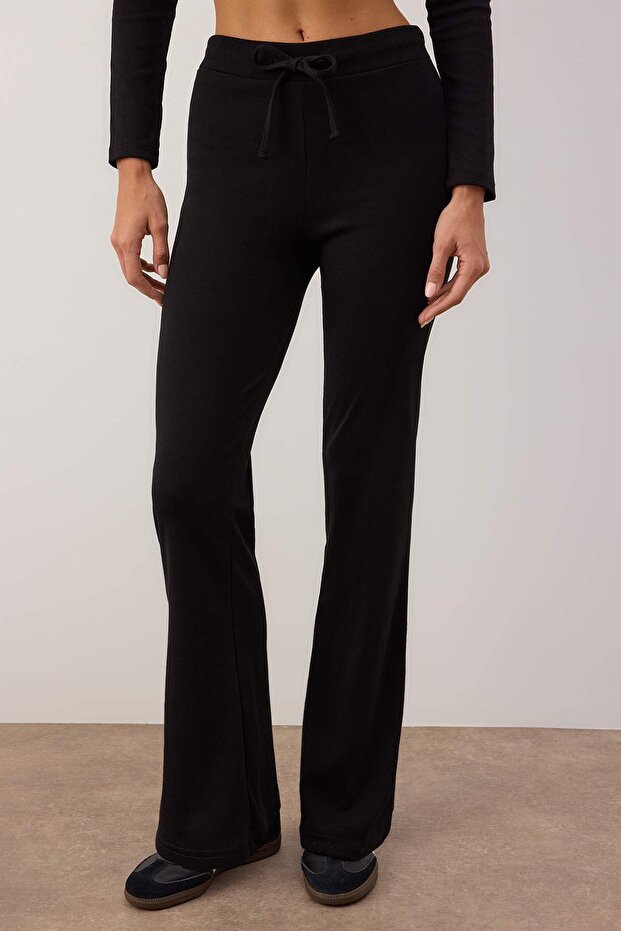 Siyah Slim/Vücuda Oturan Örme Alt-Üst Takım TWOAW26AU00008 - 3