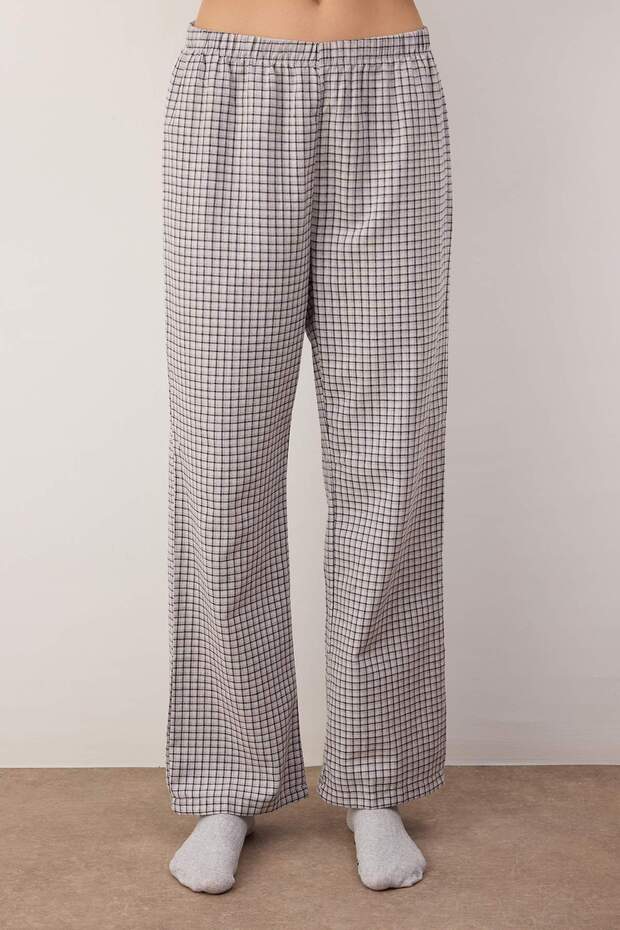Lila-Çok Renkli Pamuklu Kalın/Kışlık Ekoseli Flanel Dokuma Pijama Takımı THMAW26PT00196 - 3