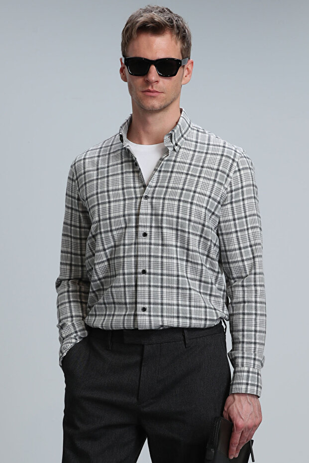 Lamira Men's Basic Shirt Comfort Slim Fit Gray