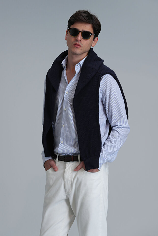 Varda Erkek Basic Gömlek Comfort Slim Fit Mavi - 5