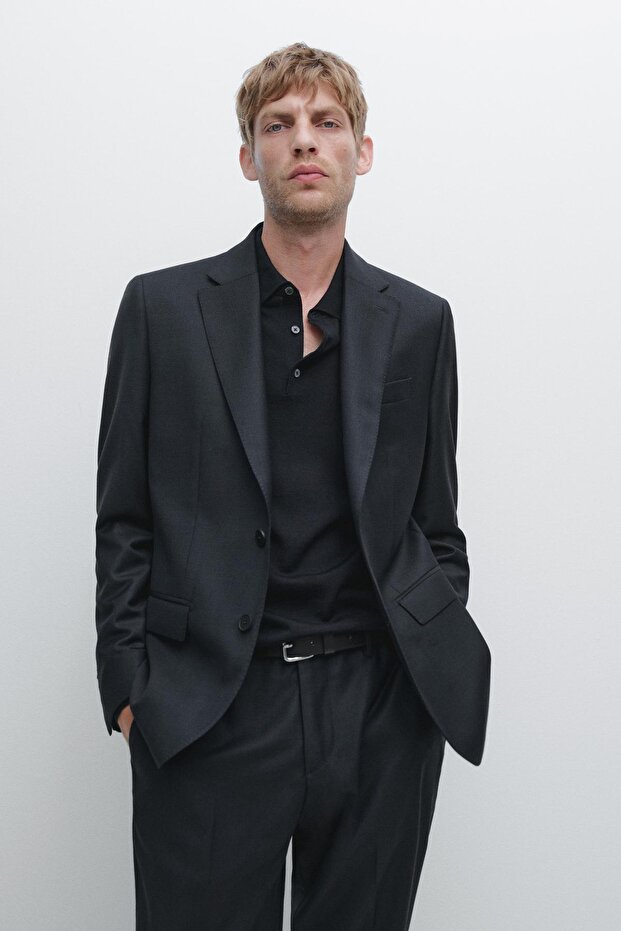 Mikro dokulu örgü takım blazer - 2