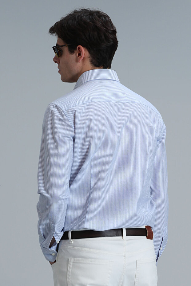 Varda Erkek Basic Gömlek Comfort Slim Fit Mavi - 6