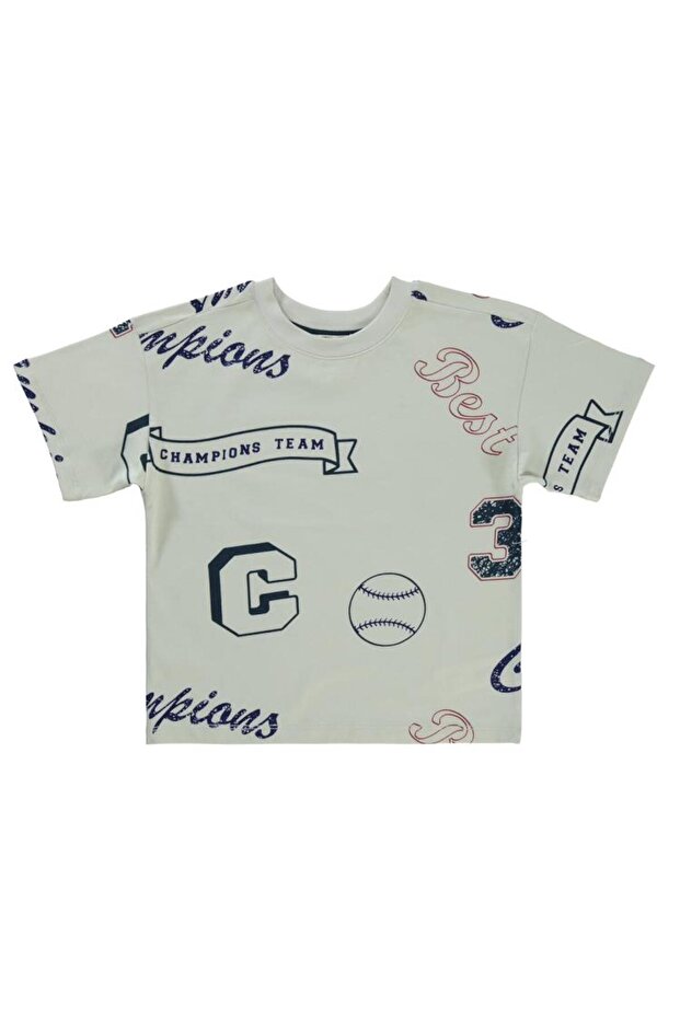 Champions Printed T-Shirt for Ages 10-13 - Navy Blue