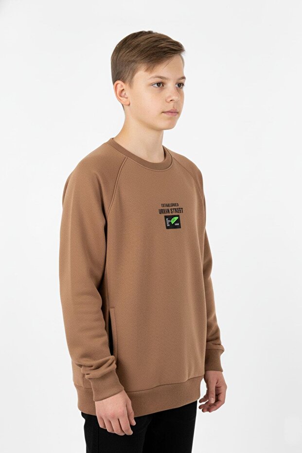 Boys' Sweatshirt with Kangaroo Pocket and Printed Detail
