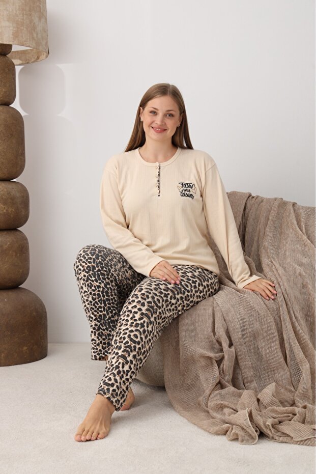 Σετ γυναικείες πιτζάμες Battal Interlock Plus Size - 1
