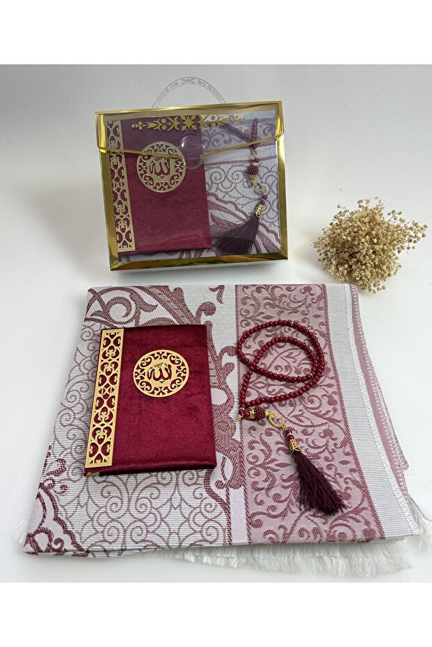 Dowry Gift Prayer Rug Set Mawlid Gift Special Boxed Very Stylish Prayer Rug Set