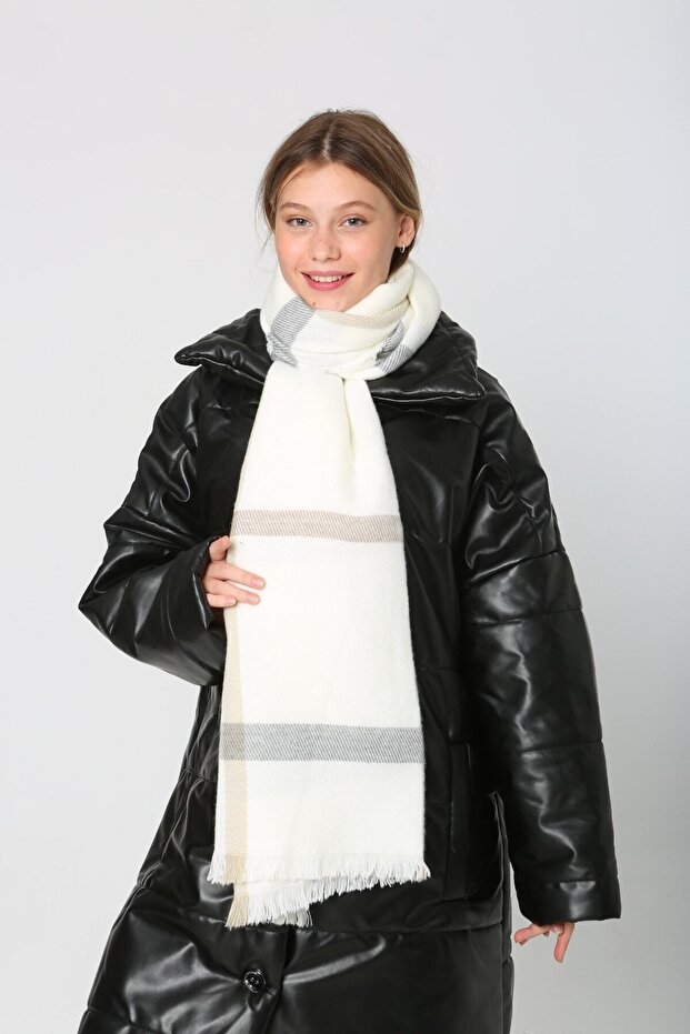 Şal de damă - cu model ecru - 6