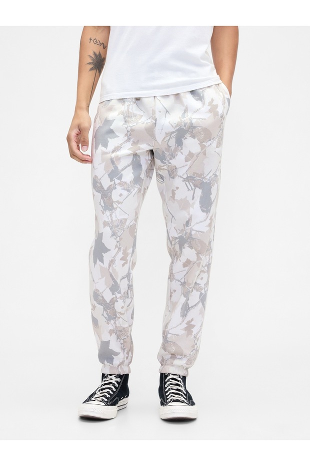 Erkek Gri Relaxed Kamuflaj Logo Jogger Eşofman Altı - 3