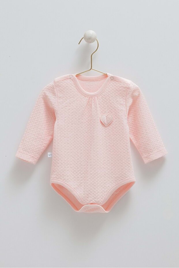 Tiny Lace Heart Detail Snap Body Pink