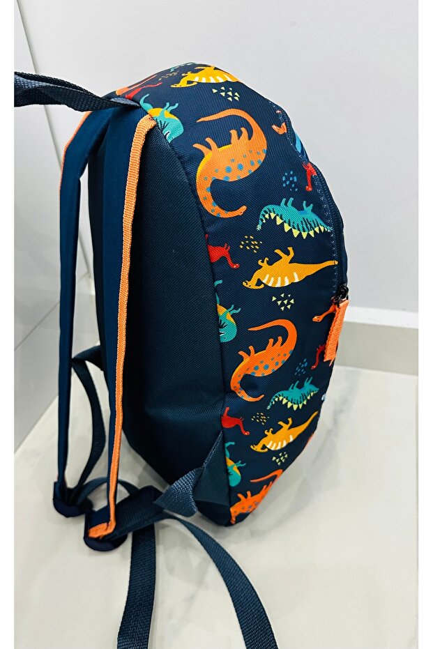 حقيبة ظهر لرياض الأطفال بحزام برتقالي مع ديناصور - 6