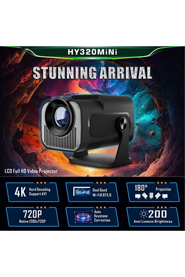 Hy320 Mini Projeksiyon, Canlı Renkler, Kolay Kullanım, Düşük Gürültü Seviyesi - 3