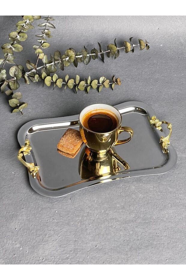 Silver Color Double Rectangular Tray - Curved Edge - 4