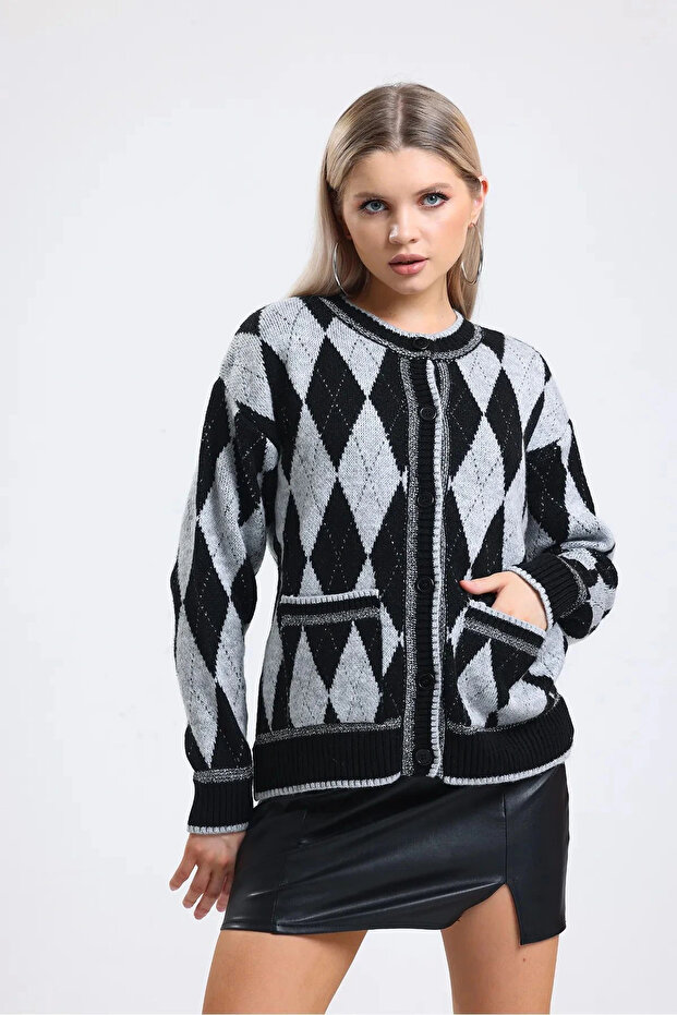 Baklava Pattern Glitter Knitwear Sweater