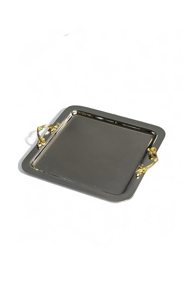 صينية تقديم مربعة فضية اللون - 3