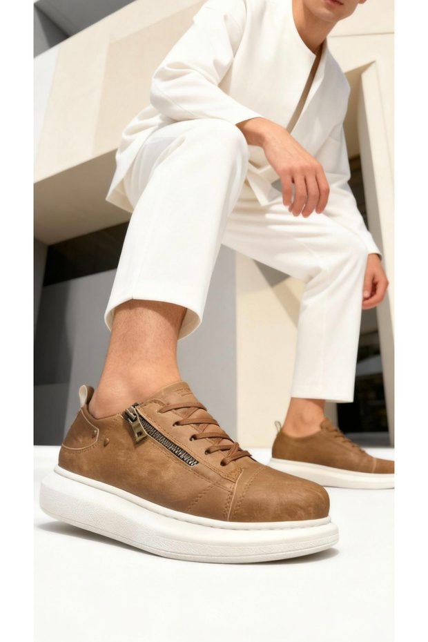 Yüksek Taban Günlük Ayakkabı 555 Mat Taba - 1