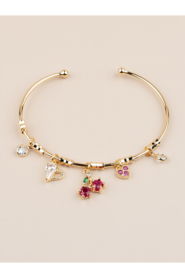 Rubellia Adjustable Cherry Charm Handcuff Bracelet