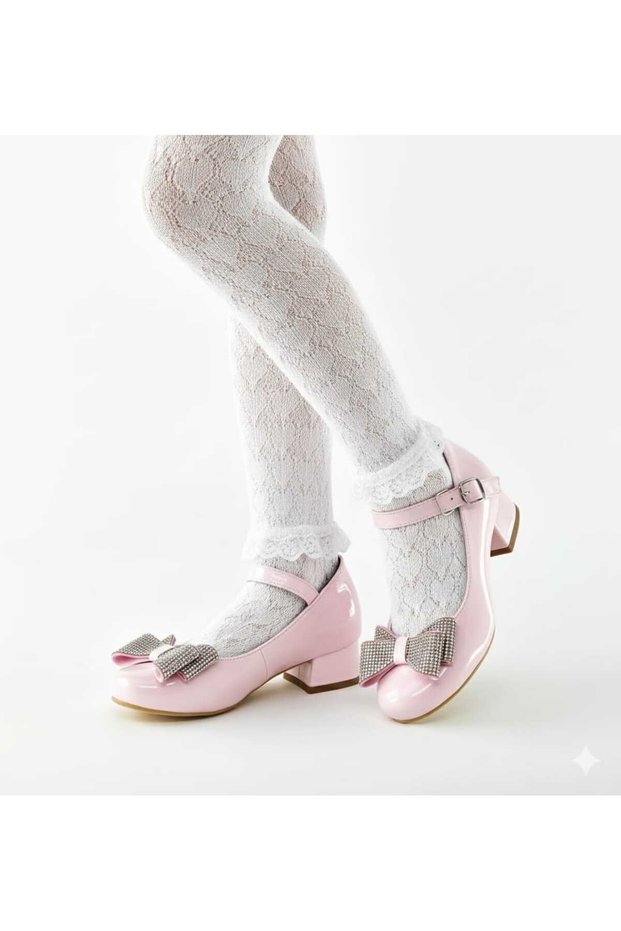 Girl's Evening Dress Heeled Shoes with Bow