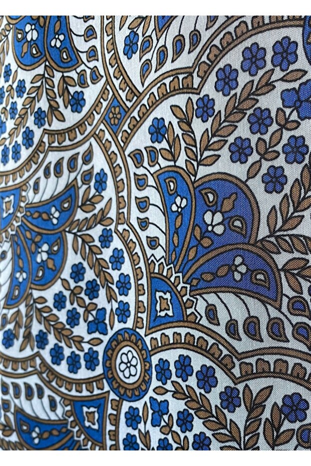 وشاح ناعم أزرق منقوش - 7