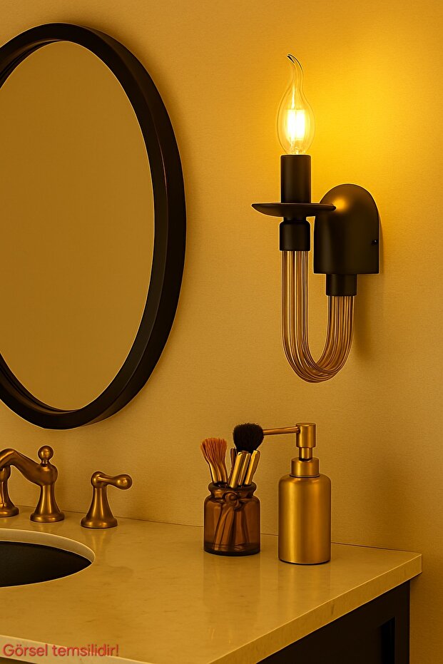 Gina Decorative Honey Pipe Glass Black Metal Modern Wall Sconce for Indoor Use (Rustic Led Bulb Included!!!)