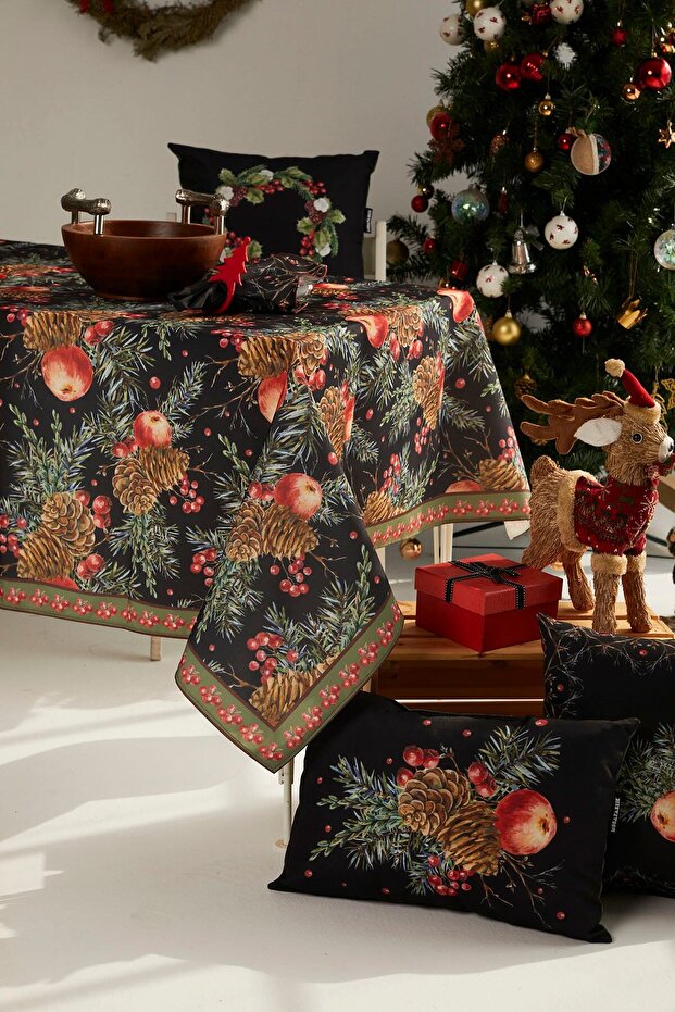 Yılbaşı Kuşburnu Desenli Masa Örtüsü - 3