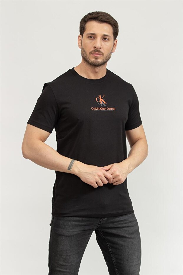 Erkek Bisiklet Yaka T-Shirt Siyah - 2