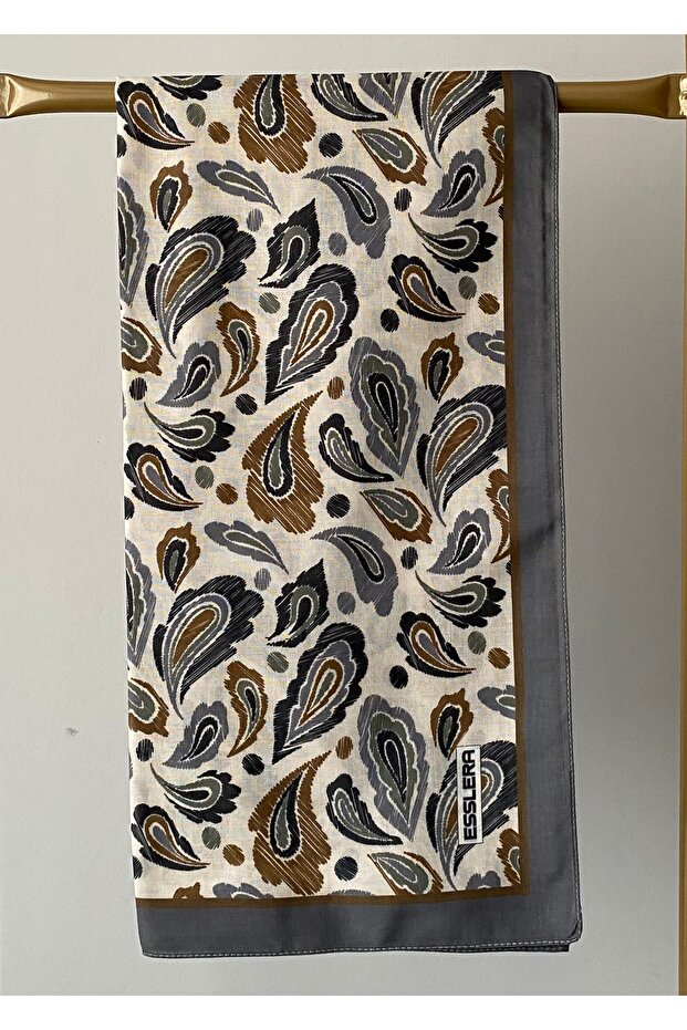 وشاح من القطن باللون الرمادي الناعم - 4