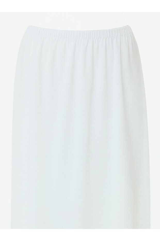 Basic Beli Lastikli İçlik Etek - Beyaz - - 4