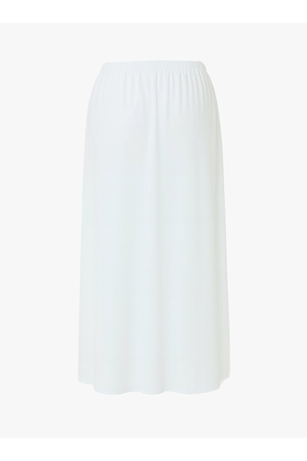 Basic Beli Lastikli İçlik Etek - Beyaz - - 2