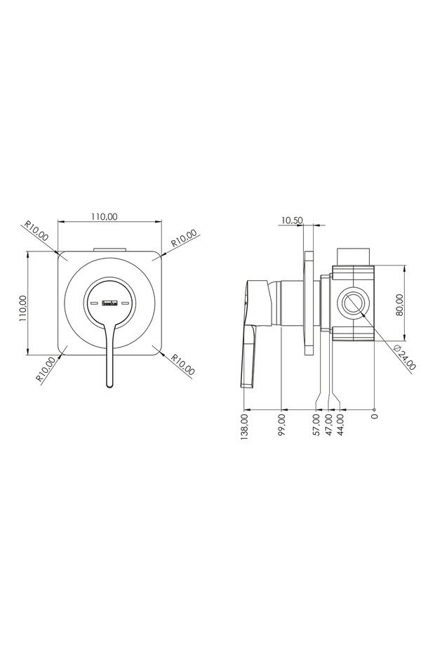 Misis Tek Yönlü Kare Duş Seti-Krom - 2