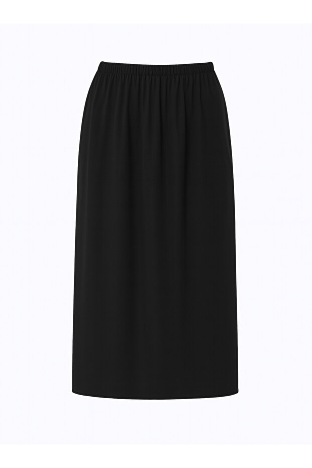 Basic Beli Lastikli İçlik Etek - Siyah - - 2