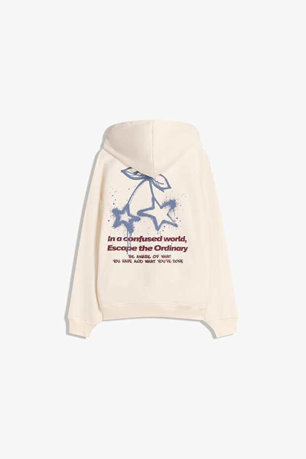 Baskılı kapüşonlu sweatshirt - 5