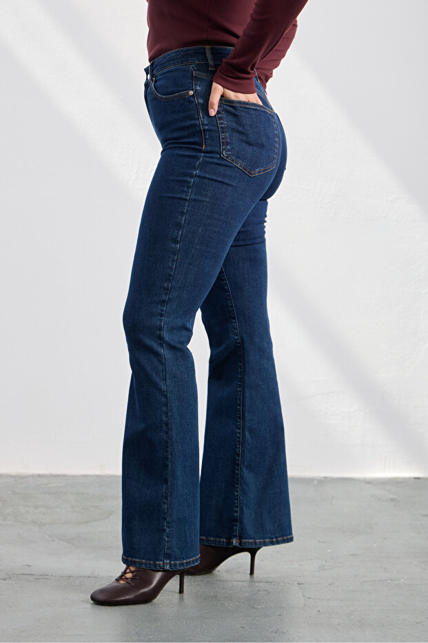 PIXIE İspanyol Paça Jean Pantolon Mavi - 5