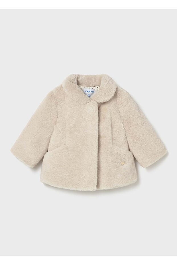 Baby Girl Feather Coat Beige 2434