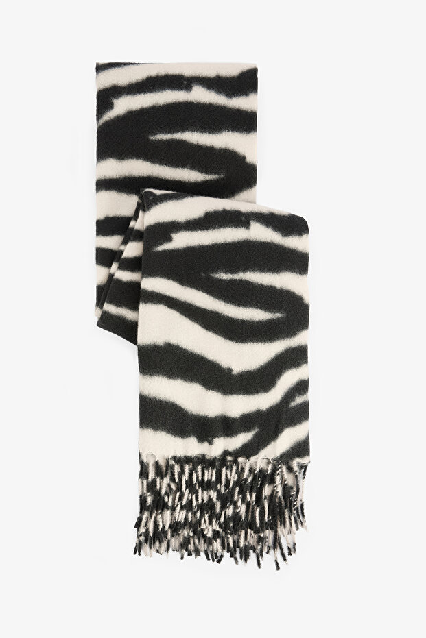Zebra Patterned Soft Textured Scarf - 1