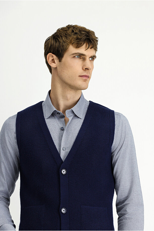 V Yaka Triko Yelek - 3