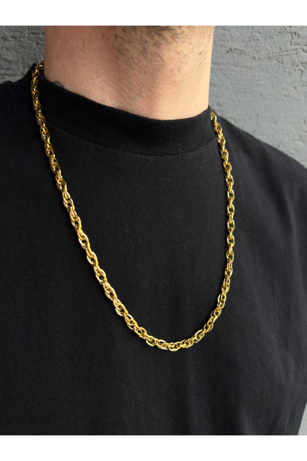 Gold Color Steel Men's Chain Necklace 65cm