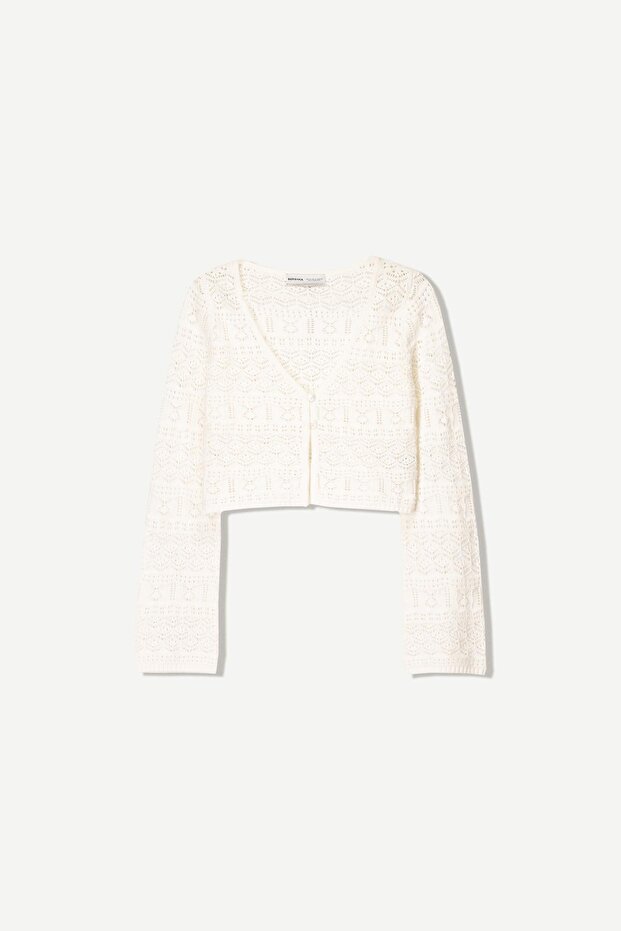 Düğmeli rustik örgü hırka - 2