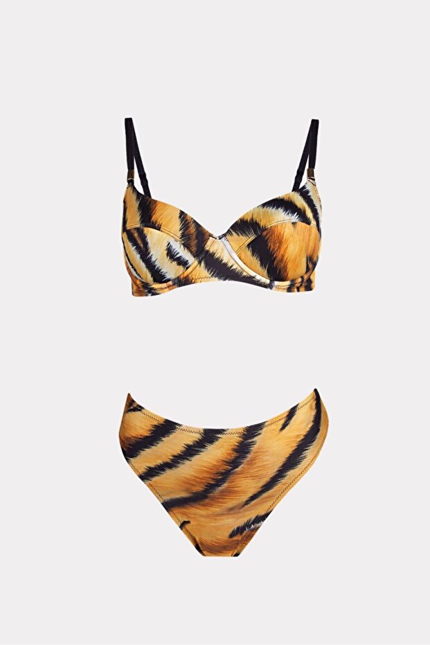 4628 Tiger Patterned Bikini Set - 4