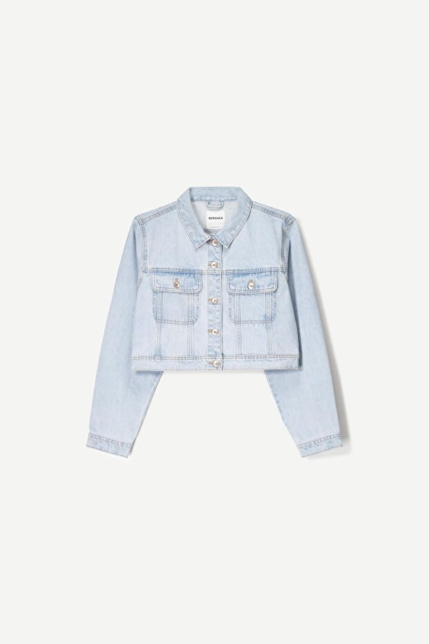 Crop denim ceket - 2