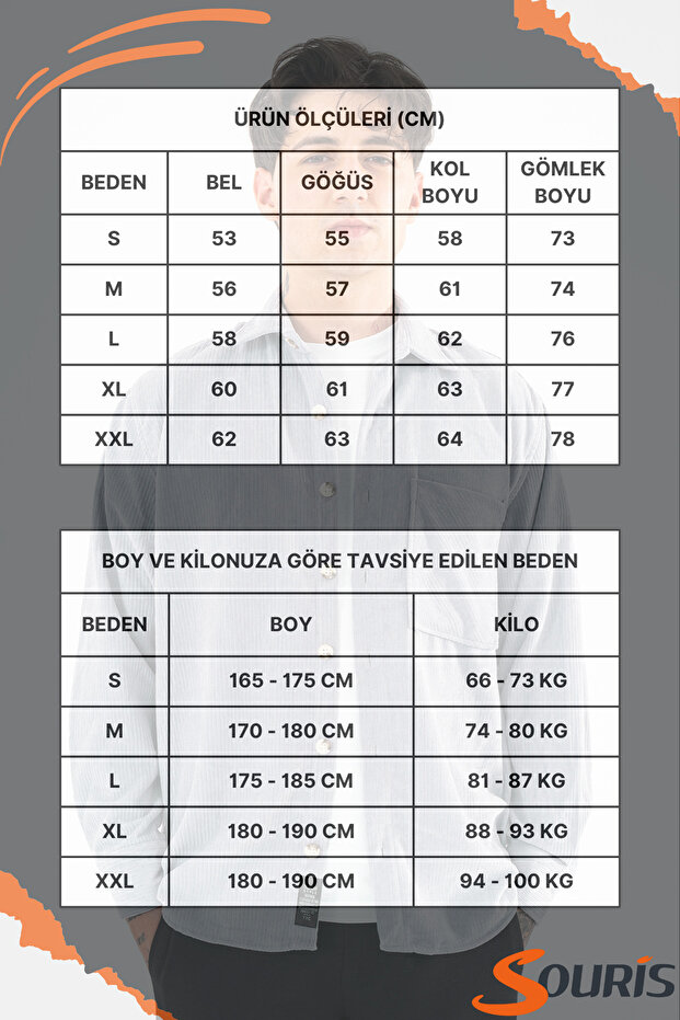 Erkek Kadife Gömlek Açık Gri Rahat Kesim Uzun Kollu Tek cepli - 5