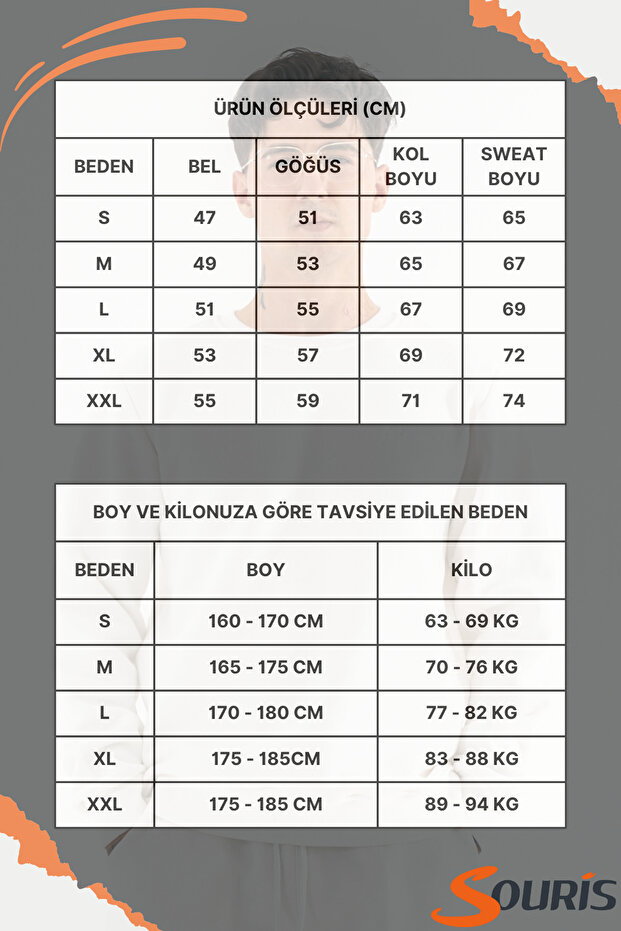 Light Blue Men's Basic Sweatshirt 3 Thread Ribbed Comfortable Fit - 4