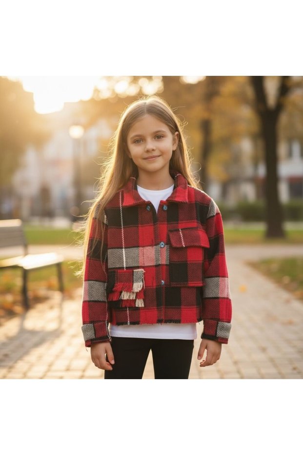 Girl's Red Plaid Jacket