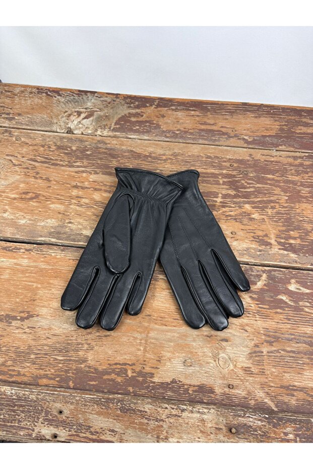 Gerçek Deri Eldiven, Siyah Deri Eldiven, Deri Eldiven, Eldiven, Desenli Deri Eldiven - 6