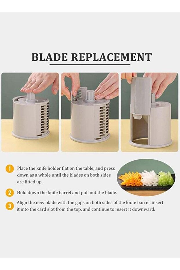 Manual Vegetable Slicer with 6 Interchangeable Multi-function Stainless Steel Blades - 3