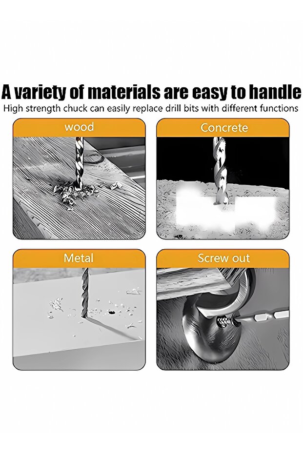 48V Cordless Drill Kit with Lithium-ion Battery and Charger, Variable Speed, 24-Piece - Yello - 4