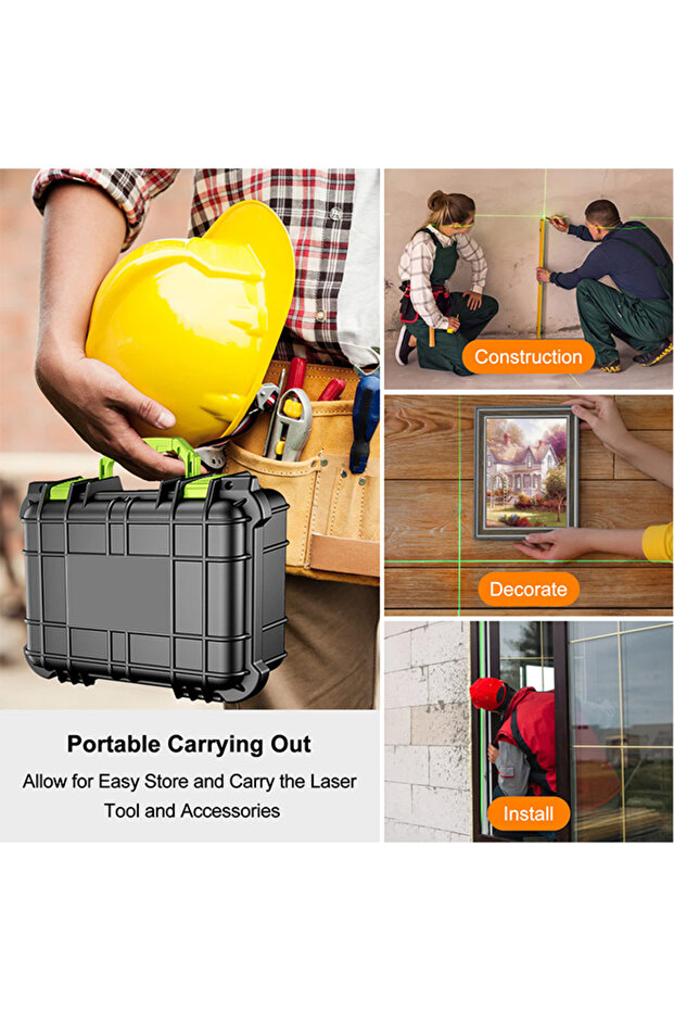 4x360 16-Line Green Beam Laser Level, Self-Leveling 4D Cross Line with Remote - 8